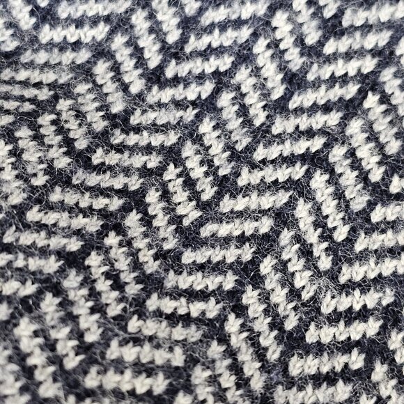 Grandpacore Dad M Normcore Knit Chevron Navy Gray Wool Blend Sweater Work Office - Picture 11 of 16